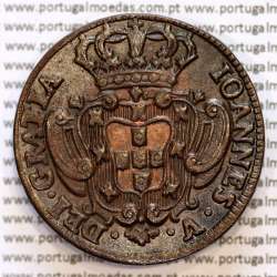 Portugal, copper coin of X Réis 1737 of D. João V, ∅ 34mm, Thick disc 2 mm, (UNC), Very rare coin in this state of conservation