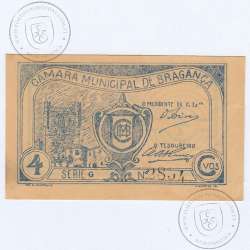 Cédula 4 Centavos Camara Municipal de Bragança, Série G Nº2854, (NC), Referencia nº 1149 no catálogo I.C.P.