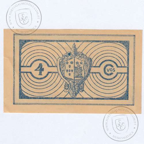 Portuguese notgeld, 4 Centavos Camara Municipal de Bragança, series G, (NC), Private emergency money notes from 1917 to 1925.