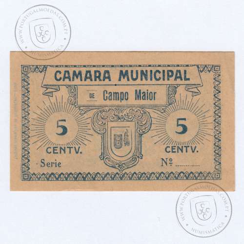 Cédula 5 Centavos Camara Municipal de Campo Maior "Empresa..." (com "S"), (NC), Referencia nº 1293 no catálogo I.C.P.