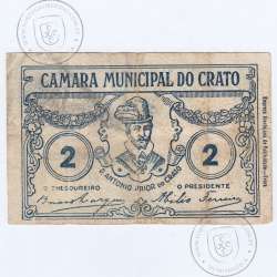 Portuguese notgeld, 2 Centavos Camara Municipal do Crato, (C), Private emergency money notes from 1917 to 1925.