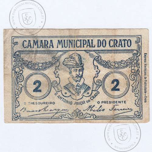 Cédula 2 Centavos Camara Municipal do Crato "Empresa..." (com "S"), (C), Referencia nº 1610 no catálogo I.C.P.