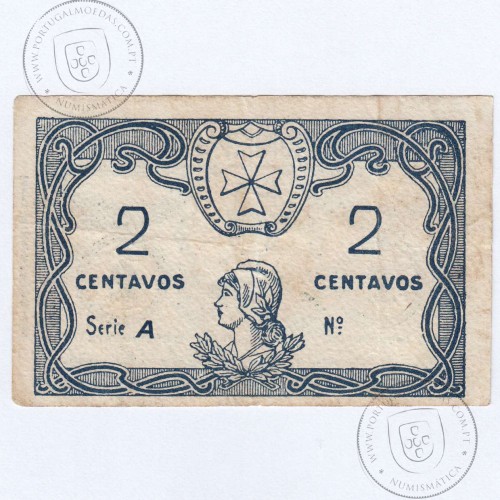 Portuguese notgeld, 2 Centavos Camara Municipal do Crato, (C), Private emergency money notes from 1917 to 1925.