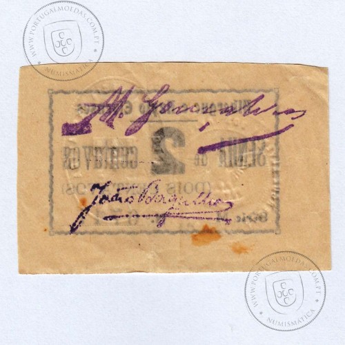 Cédula 2 Centavos Albergue e Azylo Elvenses "Senha de 2 Centavos" Elvas, (QNC), Referencia nº 1643 no catálogo I.C.P.