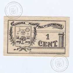 Portuguese notgeld, 1 Centavo Camara Municipal de Estremoz, Évora, (PC), Private emergency money notes from 1917 to 1925.