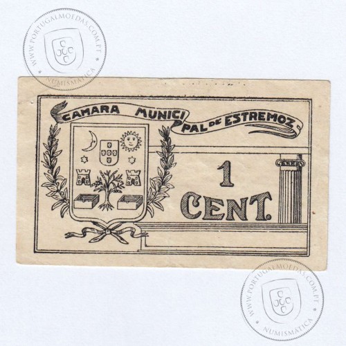 Cédula 1 Centavo Camara Municipal de Estremoz, (PC), Referencia nº 1719 no catálogo I.C.P.