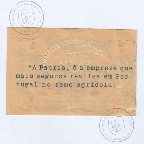 Cédula 2 Centavos Creche-Lactário Évora "Traços 6mm, ornatos tipo 1, serie AL", (QNC), Referencia nº 1752a no catálogo I.C.P.