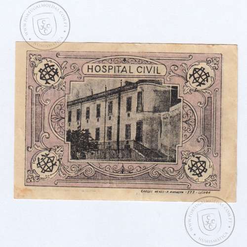 Cédula, 5 Centavos Misericórdia de Évora, rodapé com "M-C-E" fantasiadas, serie A, (QNC), Referencia nº 1767 no catálogo I.C.P.