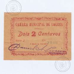 Cédula, 2 Centavos Camara Municipal de Loures "Cercadura tipo 2", Série J nº3466 , (NC), Referencia nº 2494 no catálogo I.C.P.