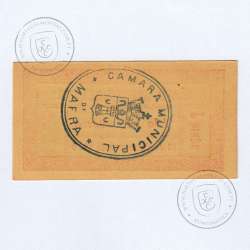 Portuguese notgeld, 2 Centavos Camara Municipal de Mafra,  (NC), Private emergency money notes from 1917 to 1925.