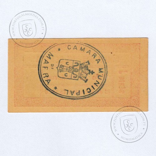 Cédula, 2 Centavos Camara Municipal de Mafra "15 de Setembro 1920", Série J nº4905 , (NC), Referencia nº 2558 no catálogo I.C.P.