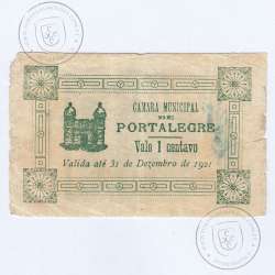 Portuguese notgeld, 1 Centavo Camara Municipal de Portalegre,  (C), Private emergency money notes from 1917 to 1925.