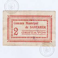 Portuguese notgeld, 2 Centavos Camara Municipal de Santarém, (C), Private emergency money notes from 1917 to 1925.