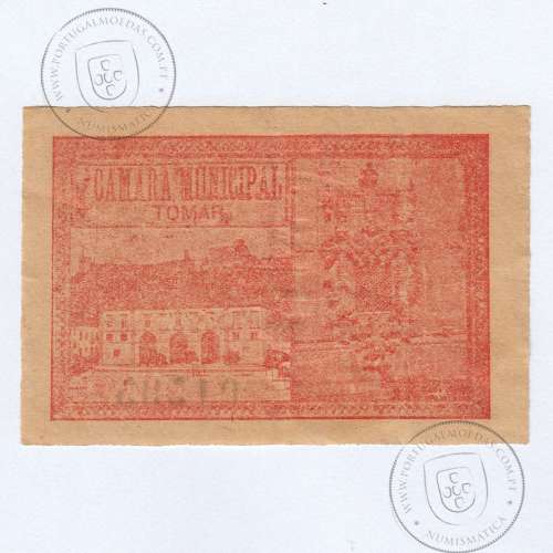 Cédula, 1 Centavo Camara Municipal de Tomar, "Estrelas dos cantos em posição 4", (PC), Referencia nº 4089 no catálogo I.C.P.