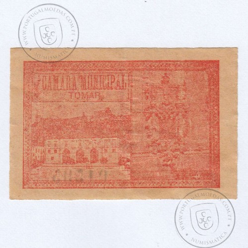 Cédula, 1 Centavo Camara Municipal de Tomar, "Estrelas dos cantos em posição 4", (PC), Referencia nº 4089 no catálogo I.C.P.