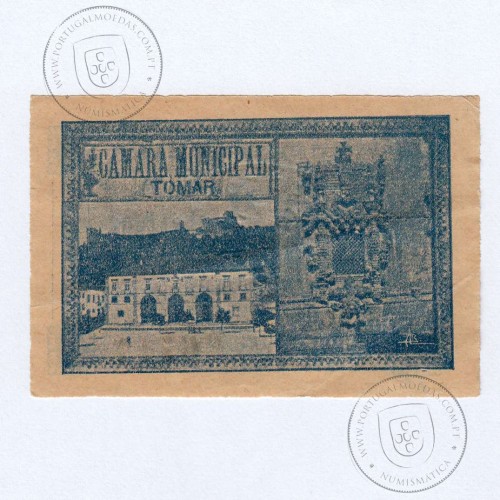 Portuguese notgeld, 2 Centavos Camara Municipal de Tomar, (PC), Private emergency money notes from 1917 to 1925.