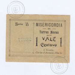 Cédula, 1 Centavo Misericórdia de Torres Novas, Série B nº17932, (PC), Referencia nº 4120 no catálogo I.C.P.