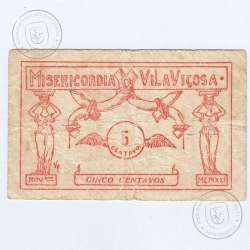 Portuguese notgeld, 5 Centavos de Vila Viçosa, November 1921, (PC), Private emergency money notes from 1917 to 1925.