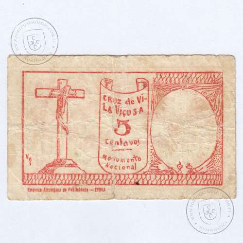 Portuguese notgeld, 5 Centavos de Vila Viçosa, November 1921, (PC), Private emergency money notes from 1917 to 1925.