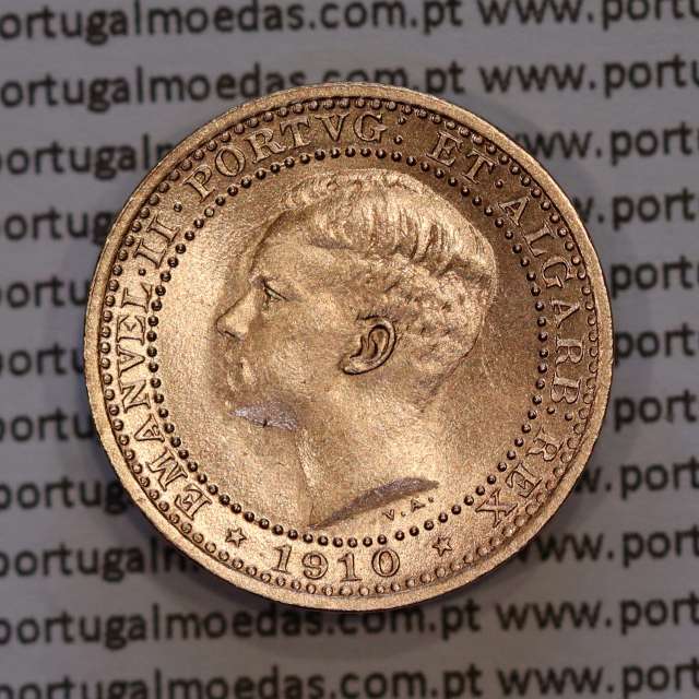 Portugal, bronze coin of 5 réis 1910 D. Manuel II, (UNC), World Coins Portugal KM 555