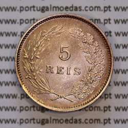 Portugal, bronze coin of 5 réis 1910 D. Manuel II, (UNC), World Coins Portugal KM 555