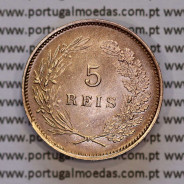 Portugal, bronze coin of 5 réis 1910 D. Manuel II, (UNC), World Coins Portugal KM 555