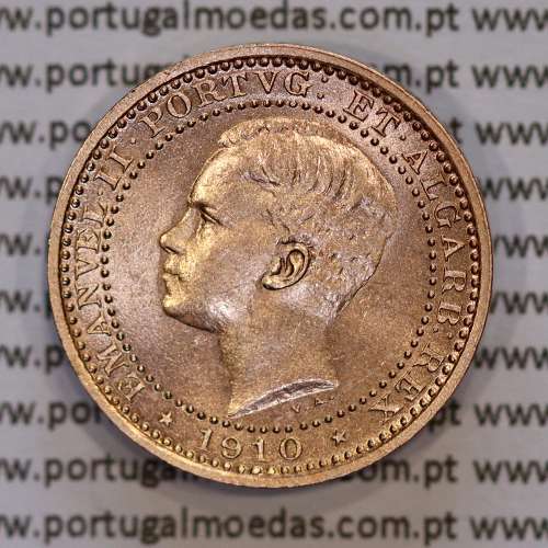 Portugal, bronze coin of 5 réis 1910 D. Manuel II, (UNC), World Coins Portugal KM 555