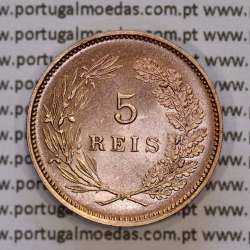 5 réis 1910 bronze D. Manuel II, (Soberba), World Coins Portugal KM 555.