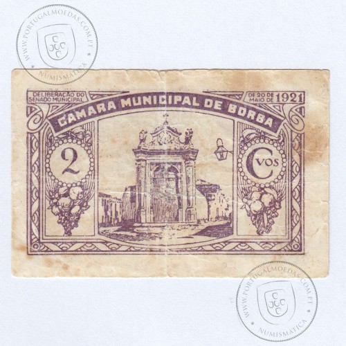Cédula 2 Centavos Camara Municipal de Borba "de 20 Maio de 1921", (C), Referencia nº 921 no catálogo I.C.P.