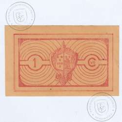 Portuguese notgeld, 1 Centavo Camara Municipal de Bragança, series E, (NC), Private emergency money notes from 1917 to 1925.