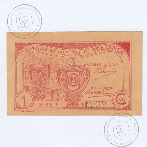 Cédula 1 Centavo Camara Municipal de Bragança, Série E Nº 1939, (NC), Referencia nº 1147 no catálogo I.C.P.