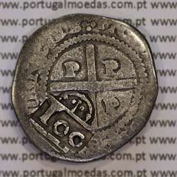 Carimbo de 100 Réis de D. Afonso VI, sobre moeda 4 Vinténs Prata do Porto de D. João IV 1640-1656, World Coins Portugal KM 426.3