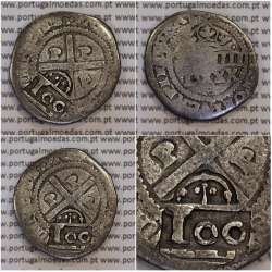 silver coin countermarked of 100 Réis of D. Afonso VI 1663, on, 4 Vinténs Porto of D. João IV 1640-1656, W.C. Portugal KM426.3