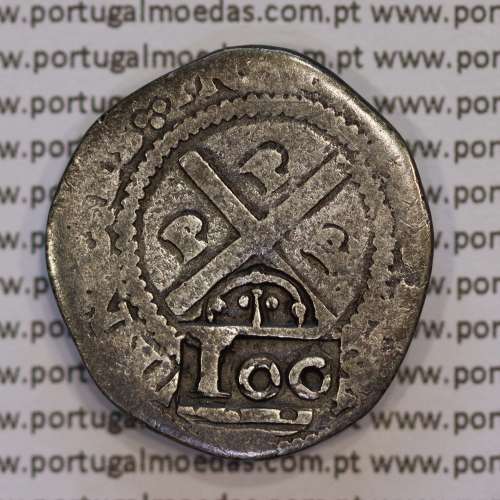 Carimbo de 100 Réis de D. Afonso VI, sobre moeda 4 Vinténs Prata do Porto de D. João IV 1640-1656, World Coins Portugal KM 426.3
