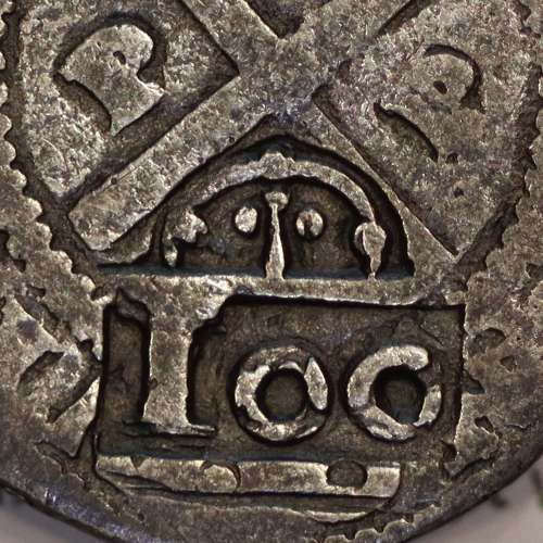silver coin countermarked of 100 Réis of D. Afonso VI 1663, on, 4 Vinténs Porto of D. João IV 1640-1656, W.C. Portugal KM426.3