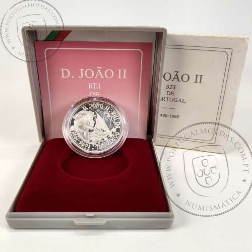 Prata Proof, 1000 Escudos 1995 D. João II, 1000$00 1995 D. João II Prata Proof em estojo, World Coins Portugal KM 685a