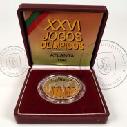 Proof 200 Escudos 1996 XXVI Jogos Olímpicos - Atlanta, Estojo moeda prata Proof 200$00 1996 XXVI Jogos Olímpicos - Atlanta 96