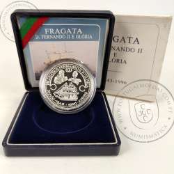 Portugal, 1000 Escudos 1996  Frigate D. Fernando II and Glória, silver Proof, with case, World Coins Portugal KM 688a
