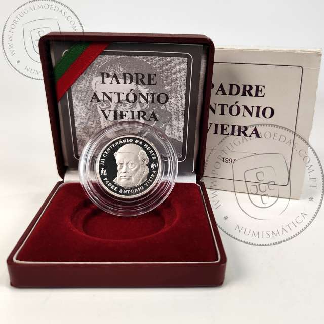 Portugal, Proof silver coin of 500 Escudos 1997 300th Anniversary of the Death of Father António Vieira, with case, KM701a6