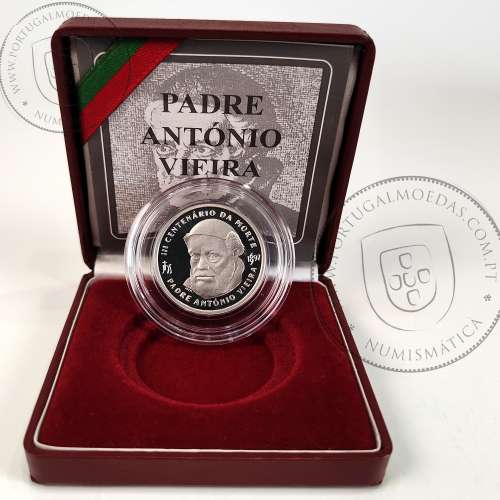 Proof, 500 Escudos 1997 Padre António Vieira, moeda prata Proof 500$00 1997 III Centenário da Morte do Padre António Vieira