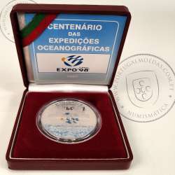 Prata Proof, 1000 Escudos 1997 Centenário das Expedições Oceanográficas, 1000$00 1997 Prata Proof em estojo, World Coins KM 695a