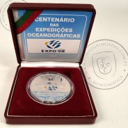 Prata Proof, 1000 Escudos 1997 Centenário das Expedições Oceanográficas, 1000$00 1997 Prata Proof em estojo, World Coins KM 695a