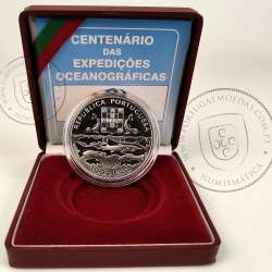 Prata Proof, 1000 Escudos 1997 Centenário das Expedições Oceanográficas, 1000$00 1997 Prata Proof em estojo, World Coins KM 695a