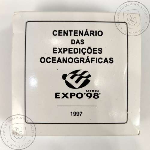 Prata Proof, 1000 Escudos 1997 Centenário das Expedições Oceanográficas, 1000$00 1997 Prata Proof em estojo, World Coins KM 695a