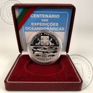 1000 Escudos 1997 Centenário das Expedições Oceanográficas, 1000$00 1997 Prata Proof em estojo, World Coins KM 695a