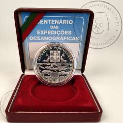1000 Escudos 1997 Centenário das Expedições Oceanográficas, 1000$00 1997 Prata Proof em estojo, World Coins KM 695a a62