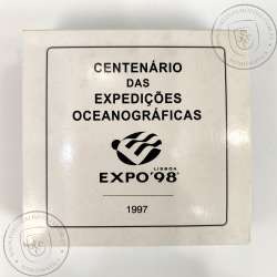 1000 Escudos 1997 Centenário das Expedições Oceanográficas, 1000$00 1997 Prata Proof em estojo, World Coins KM 695a