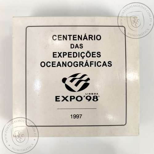 1000 Escudos 1997 Centenário das Expedições Oceanográficas, 1000$00 1997 Prata Proof em estojo, World Coins KM 695a