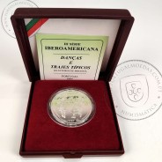 Proof, 1000 Escudos 1997 dança dos Pauliteiros, III série Ibero-americana, Estojo moeda prata Proof, Portugal KM 704a 16