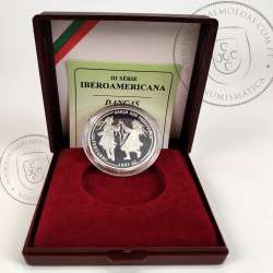 Portugal, silver coin Proof 1000 Escudos 1997 Pauliteiros Dancers - 3rd Ibero-American Series , with Case, Portugal KM 704a